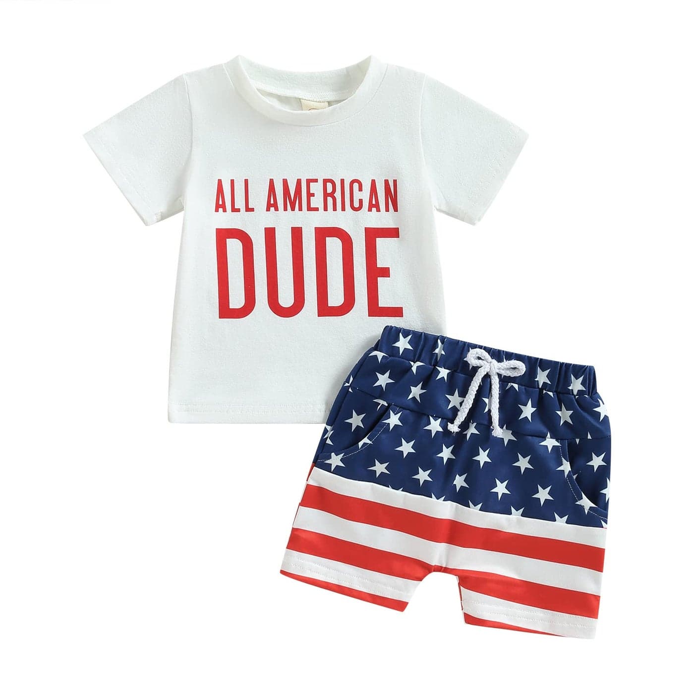 YINGISFITM 4thFourth of July Baby Boy Outfit Short Sleeve T Shirts Top Stars Stripes Shorts Summer Clothes Set Stars and Stripes1218 Months