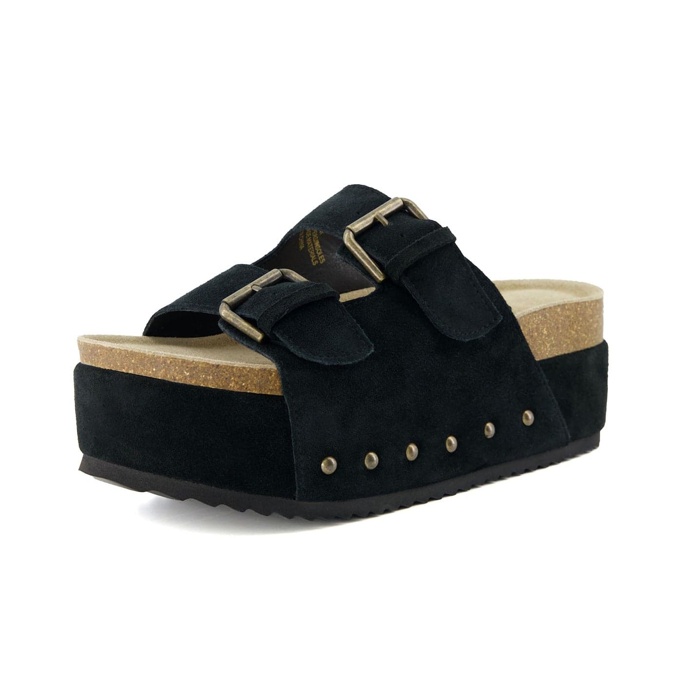 CUSHIONAIRE Guru Platform Sandals Women Footwear Comfortable Genuine Leather Footbed Studded Chunky Slide Summer Sandals for Women 2025 BLACK 9