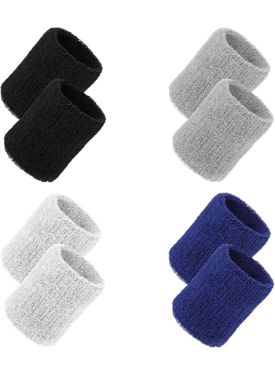 4 Pairs Sports Wristband Wrist Sweatbands, Elastic Athletic Cotton Wrist Bands Set for Football Basketball Tennis All Sports Gymnastics