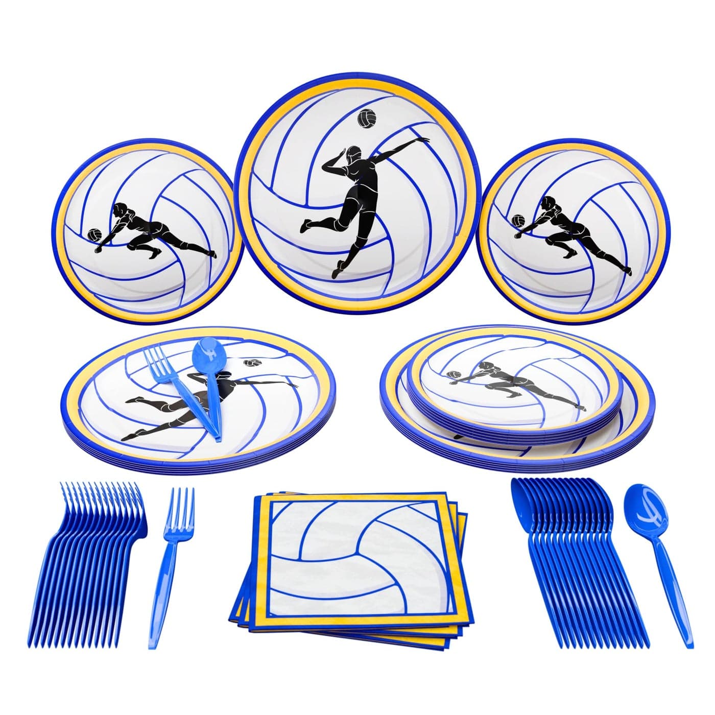 Volleyball Party Supplies Pack 100 Pieces for 16 Guests Volleyball Decorations Sports Themed Birthday Party Supplies Volleyball Plates and Napkins Volleyball Party Decor Blue Orchards