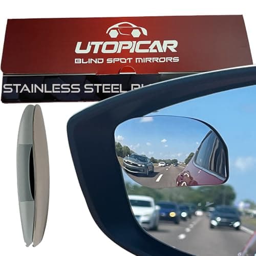 Blind Spot Mirror Fits All Car Side Mirrors - Patented Stainless Steel Mirrors with Bigger Viewing Image - Less Fogging - Less Sun Reflection by Utopicar Car Accessories