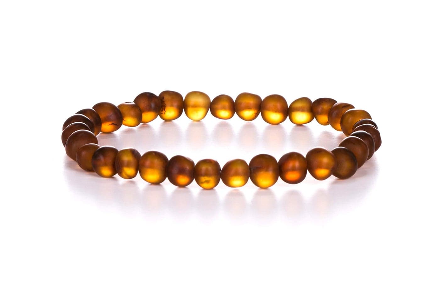 AMBERAGE Natural Baltic Amber Bracelet for Adults (Women/Men) - Hand made From Raw-Unpolished/Certified Baltic Amber Beads(6 Colors) (7, Raw-Unpolished Cognac)