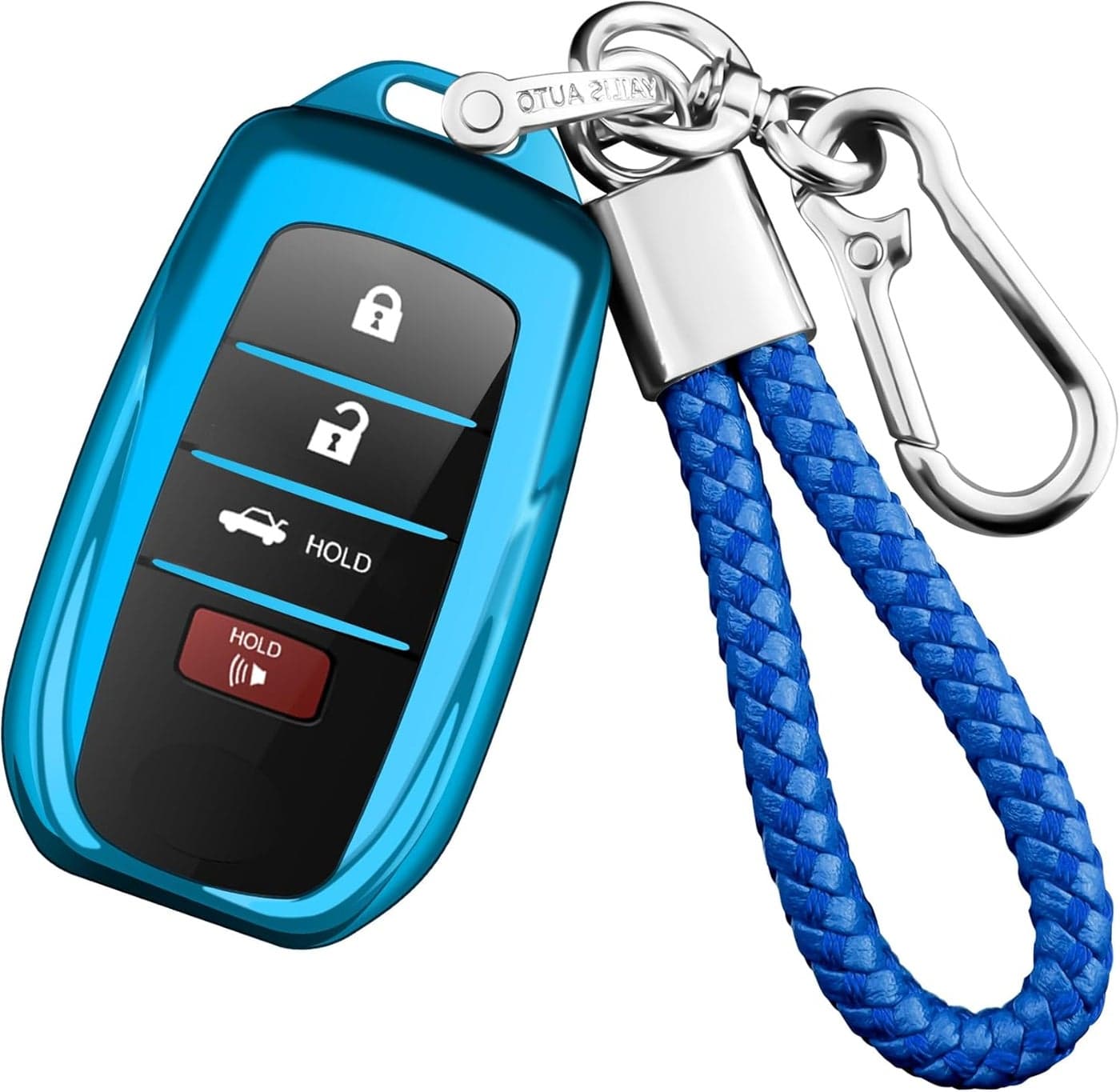 Autophone Key Fob Cover for Toyota with Keychain - Blue TPU Protection