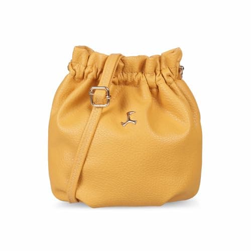 Mochi Women's Yellow Fashionable Faux Leather Sling Bag (66-536)