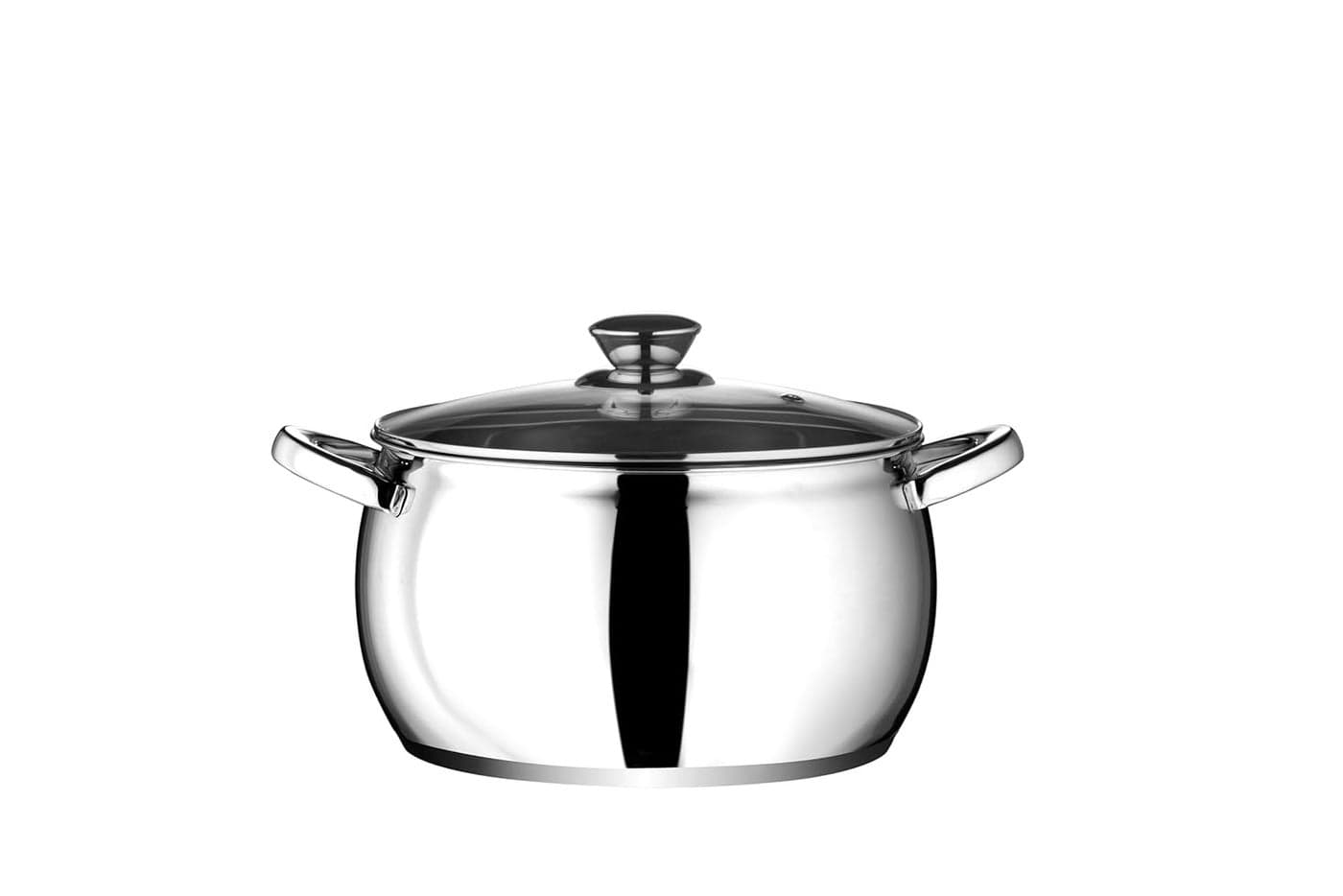 KITCHENOVO Pearl Stainless Steel Casserole Roti Casserole with Glass Lid Easy to Carry Easy to Store Induction and Gas Ready Polished Finish Impact Bonded Triply Base 3 Ltrs 18 cm