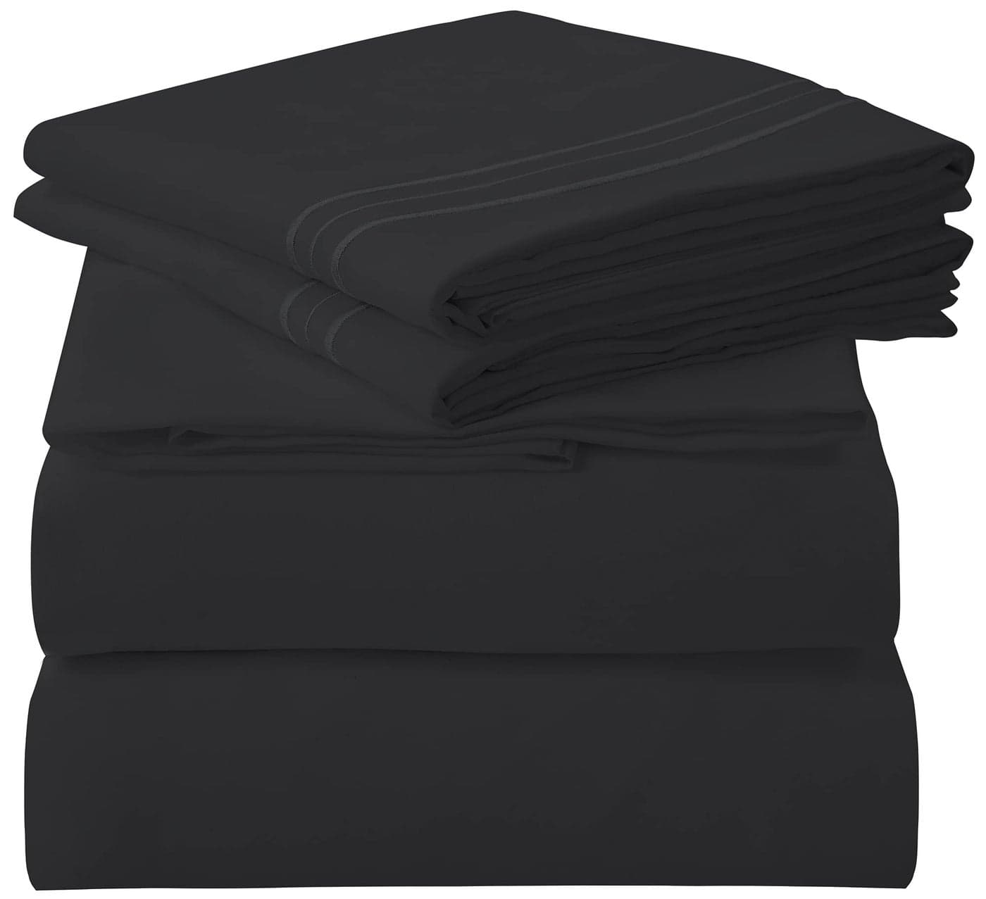 ROYALE LINENS 4 Piece Cal King Sheets Set Soft Brushed 1800 Microfiber Bedding 1 Fitted 1 Flat Sheet 2 Pillow Cases Wrinkle Free Fade Resistant Hotel Luxury Bed Sheets Black Cal King