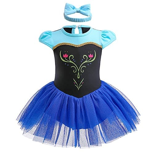 CinheyU Baby Girls Anna Princess Costumes Birthday Romper Tutu Dress w/Headband Halloween Xmas Party Outfits 80