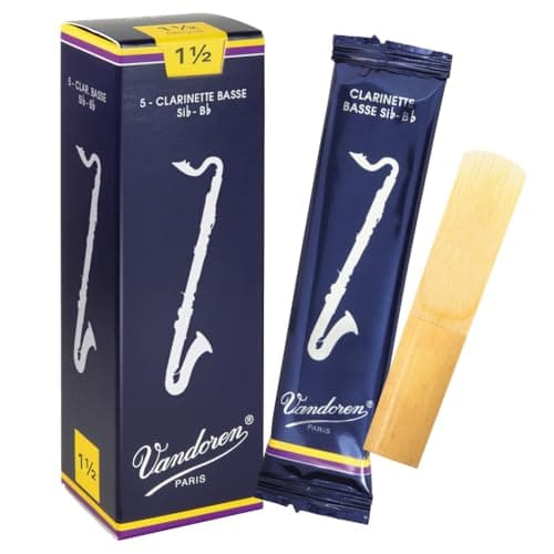 Vandoren CR1215 Bass Clarinet Traditional Reeds Strength 1.5; Box of 5,black