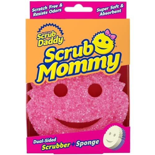 Scrub Daddy Dual Sided Texture Changing Sponge/Scrubber - Super Absorbent Sponge Side - Scrub Mommy (Pink) - 1 Count