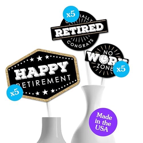 Big Dot of Happiness Retirement Party Centerpiece Sticks Happy Retirement Table Toppers Set of 15