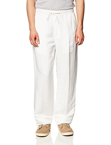 Cubavera Men's Linen-Blend Pants with Drawstring (Size Small - 5X Big & Tall), 1X/32" Inseam, Bright White