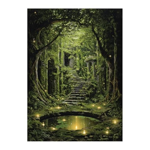 Katomula 100 Card Sleeves for MTG with 100 Inner Sleeve Textured Back Art Sleeves Fit Standard Size Cards Forest