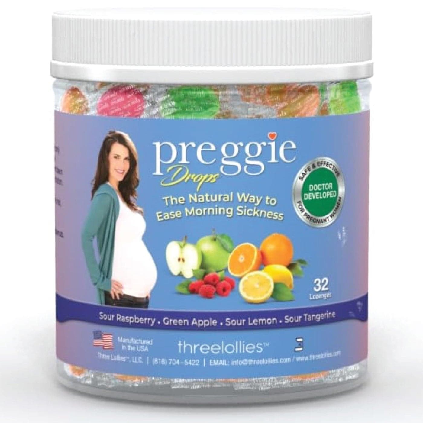 Preggie Pop Drops Pregnancy Nausea Relief Morning Sickness Candy with Essential Oils for Pregnant Women Natural Flavor Variety Pack 32 Count