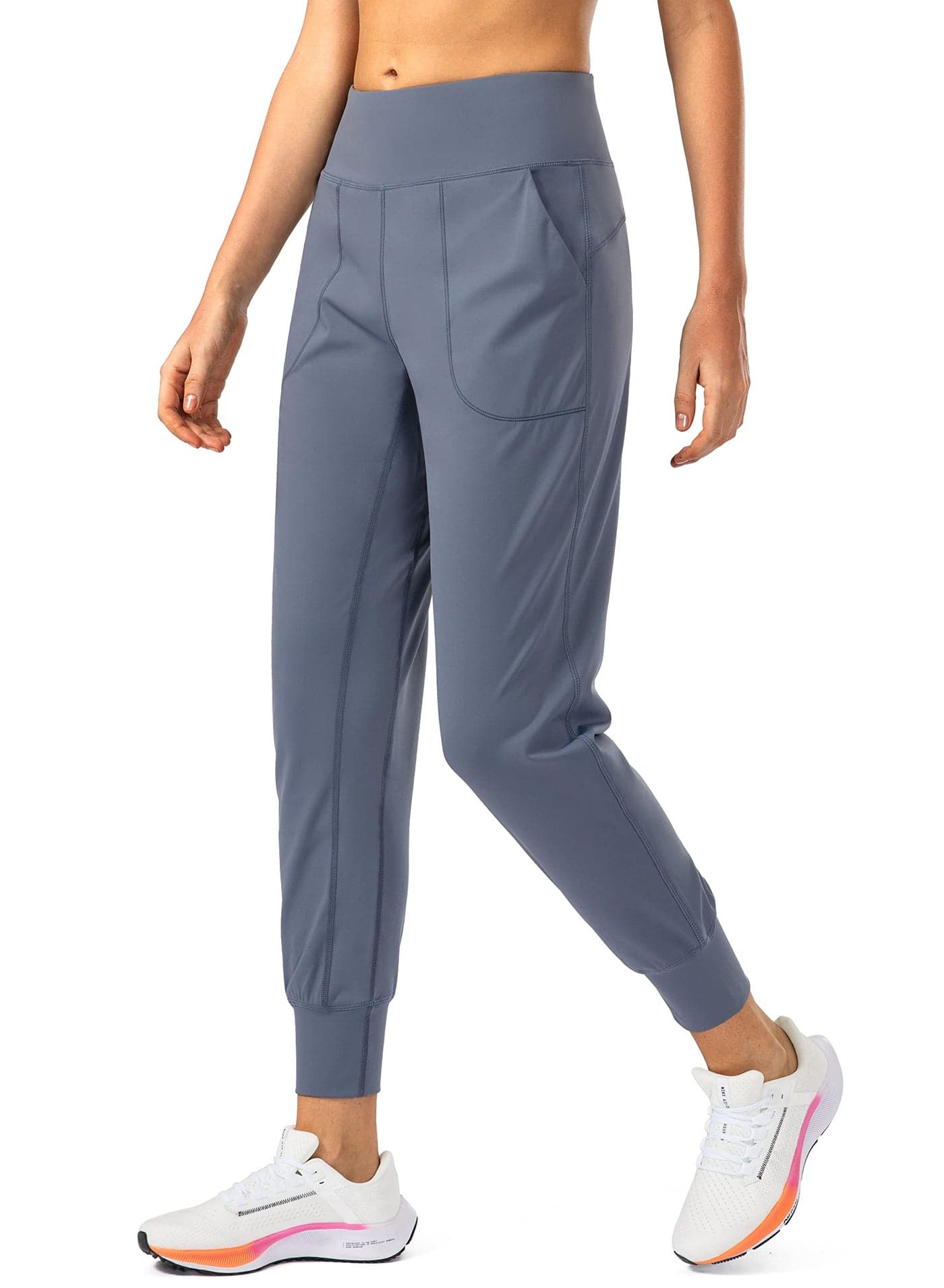 Soothfeel Women's Joggers with Zipper Pockets High Waisted Athletic Workout Yoga Pants Joggers for Women Dusty Blue