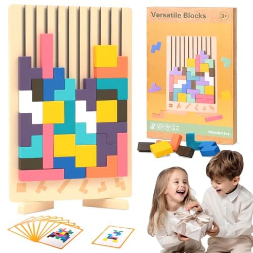 Wooden Stacking Puzzle Toy Montessori Toys for 3 Year Old Wooden Brain Teaser Puzzles 3D Russian Blocks Educational Gift for Boys and Girls Brain Teaser Activity for Home Decor Toys Games