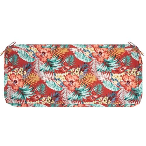 IN4 Care Patio Bench Cushion Covers for Outdoor Furniture with Ties Water Resistant LoveseatSettee Cushion Slipcover 45x18x3 Inch for Swing Porch Garden Replacement Cover OnlyChili Red Floral