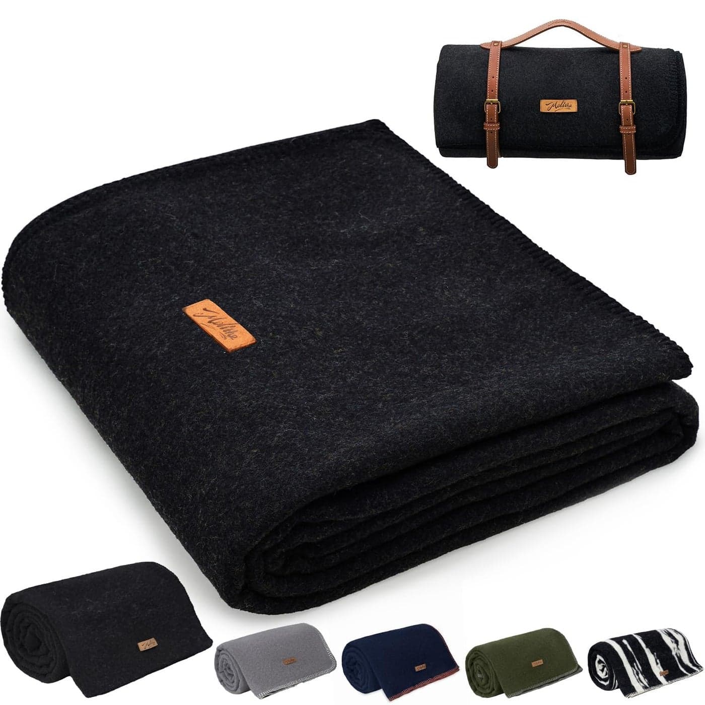 Molithe 100 Wool Blanket 48 x 62 Warm Thick Washable Military Wool Blanket Great for Camping Outdoors Sporting Events Survival Kits