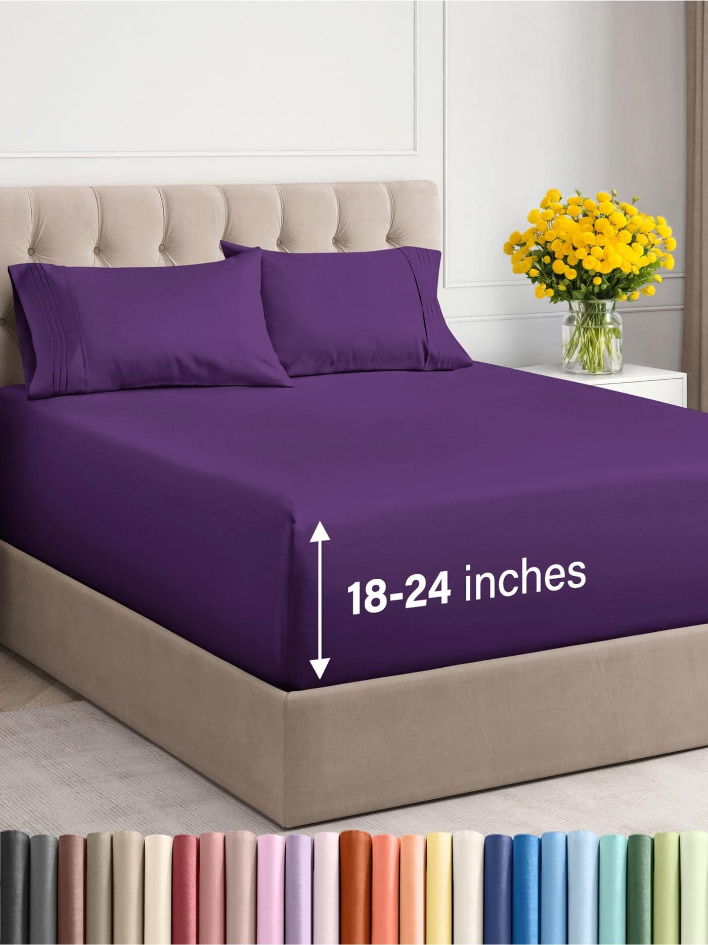 Extra Deep Twin XL Sheet Set 4 Piece Breathable Cooling Sheets Hotel Luxury Bedding Set with 1824 Inch Extra Deep Pockets Easy Fit Super Soft Wrinkle Free and Comfy Purple Twin XL Size