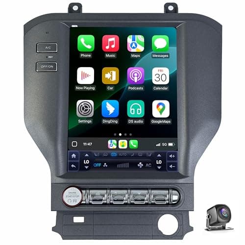 for Ford Mustang 2015-2023 Car Radio Stereo GPS Navigation Wireless Android Auto CarPlay Vertical Screen Tesla Style with DSP 8 Core Android 14,Keep SWC and Factory Camera