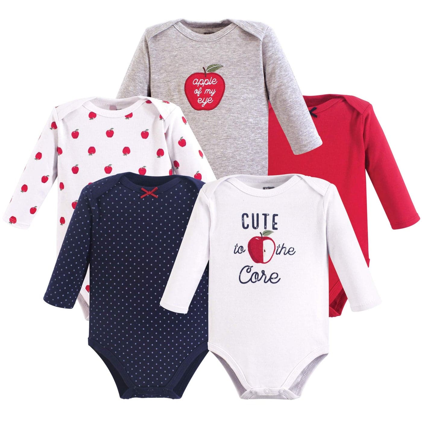 Hudson Baby Unisex Baby Cotton Longsleeve Bodysuits Apple 36 Months US