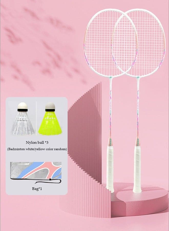 Badminton Rackets Set of 2, Ferroalloy Badminton Rackets Set Including Badminton Bag, 3 Badminton Shuttlecock, 2 Racquet Grip for Beginners Outdoor Backyard Games, Daily Play and Training