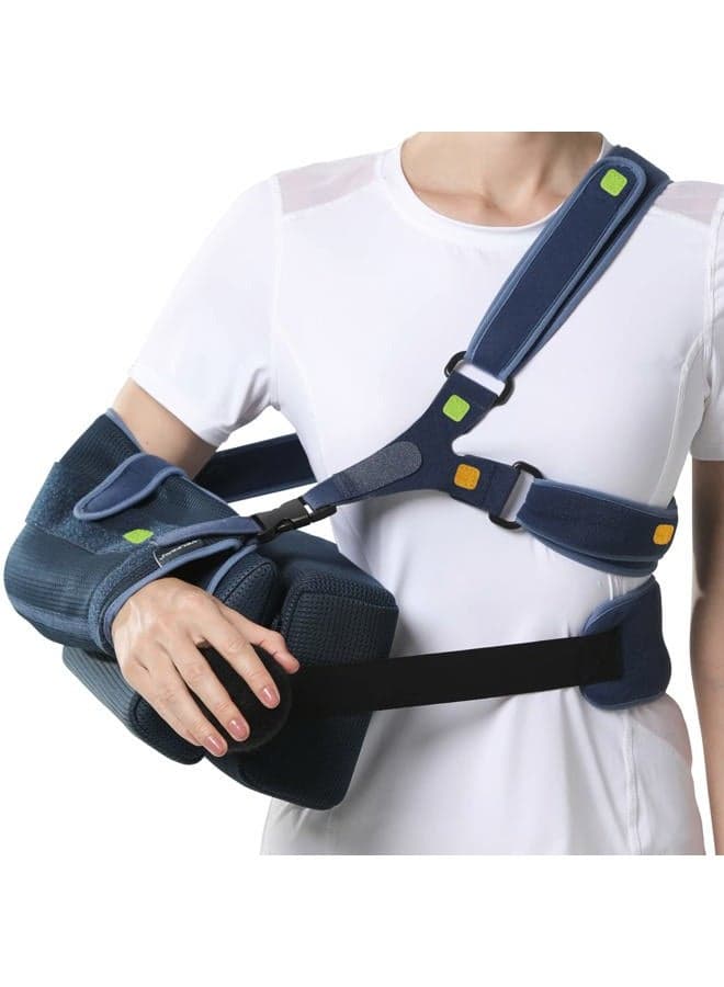 Shoulder Abduction Sling with Two Removable Pillows, Shoulder Immobilizer Strap for Sleeping, Rotator Cuff Surgery, Medical Sling for Women & Men, Fits Left & Right Arm (L, Bust ﹥40.5″)