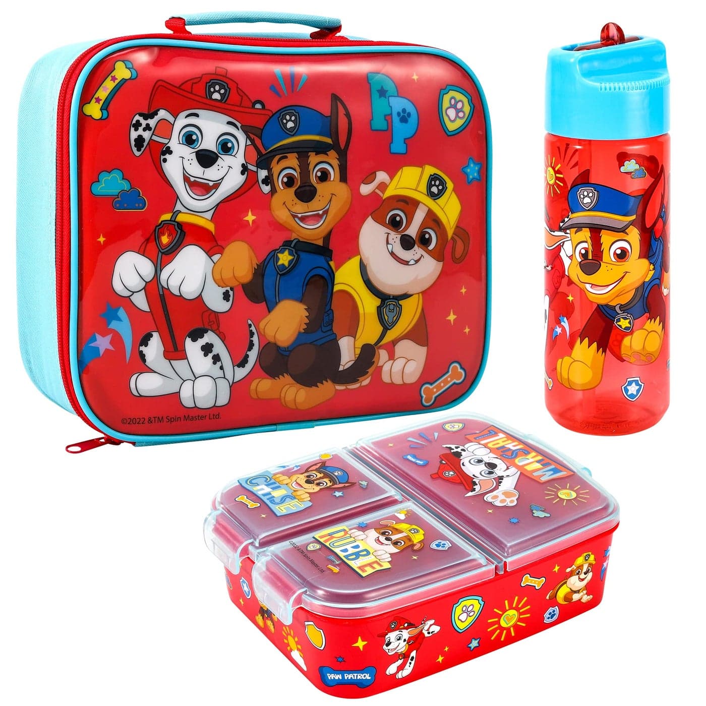 Zawadi Global Paw Patrol Kids Childrens Lunch Box Set Insulated Lunch Bag Multicompartment Lunch Box 540ml Water Bottle School Travel Lunch Food Set BPA Free