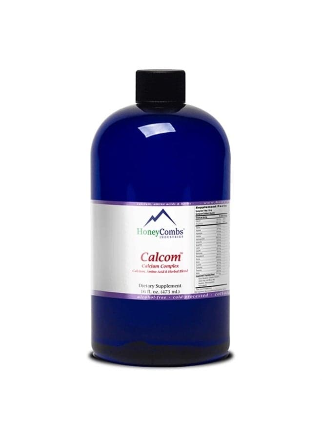 Calcom Calcium Complex – Calcium, Magnesium, Amino Acid & Herbal Blend - Alcohol-Free Oral Calcium Drops - Liquid Calcium Supplement for Bones and Teeth – Vegan Mineral Liquid, 16 Oz