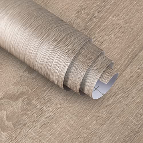 Boobest 354x24 Inch Light Wood Wallpaper Peel and Stick Oak Wood Grain Contact Paper for Countertops Waterproof Thick Oak Wallpaper for Walls Kitchen Bedroom Cabinets Vinyl Wrap Grey Brown