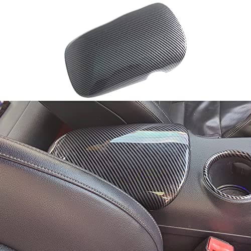 AOKIO Center Console Armrest Storage Box Cover Trim Compatible with 2015 2016 2017 2018 2019 2020 2021 2022 2023 2024 Ford Mustang Accessories Carbon Style