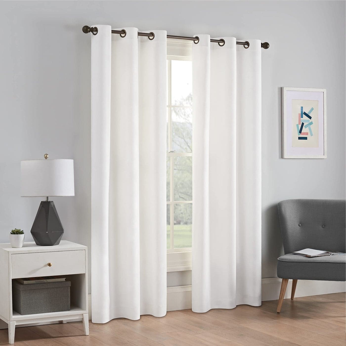 ECLIPSE Microfiber Total Privacy Blackout Thermal Grommet Window Curtain for Bedroom 1 Panel 42 x 95 White