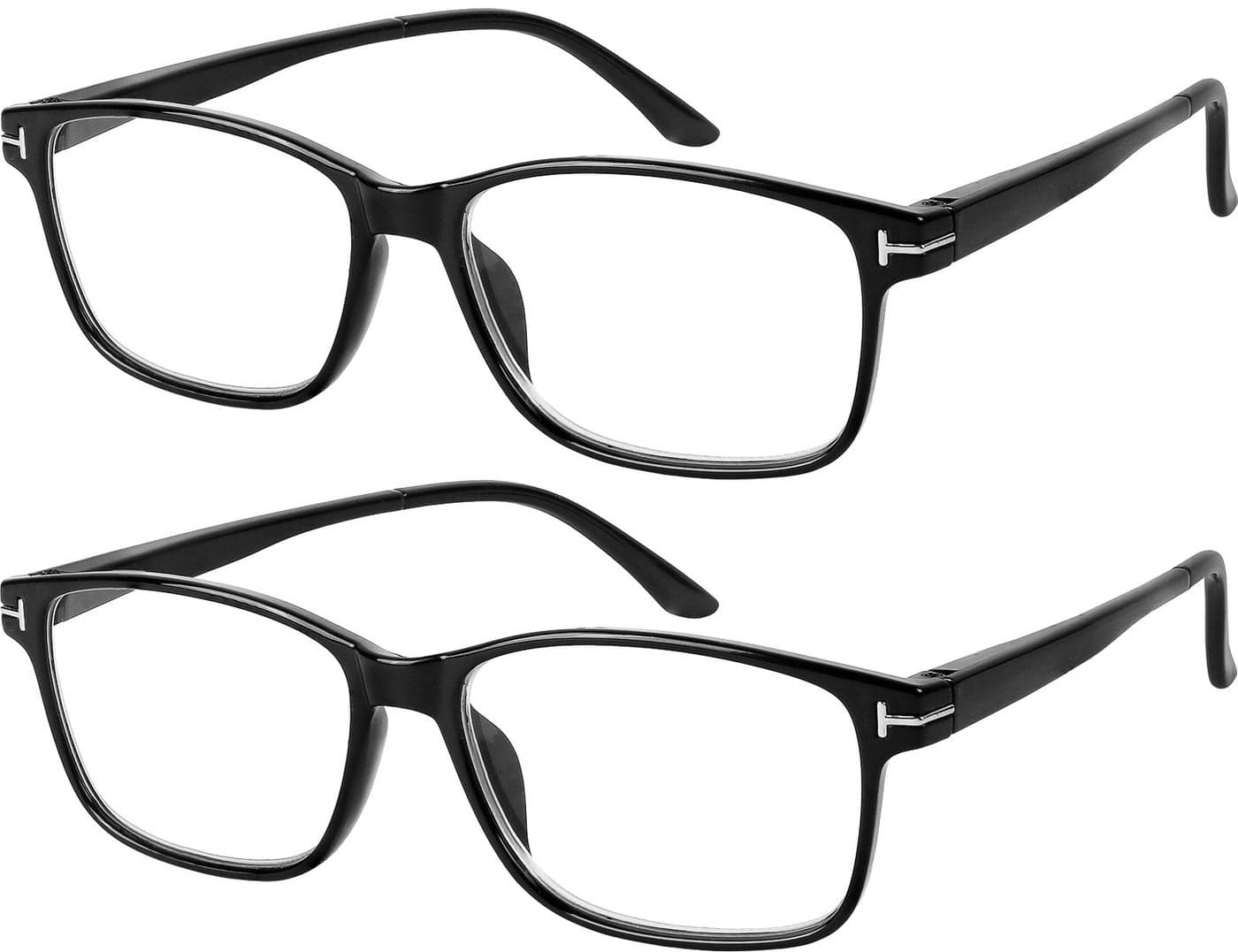 Success Eyewear Computer Glasses 2 Pairs Anti Glare Anti Reflection Classic Reading Glasses Quality Comfort Glasses for Men and Women Set of 2 Shiny Black 125