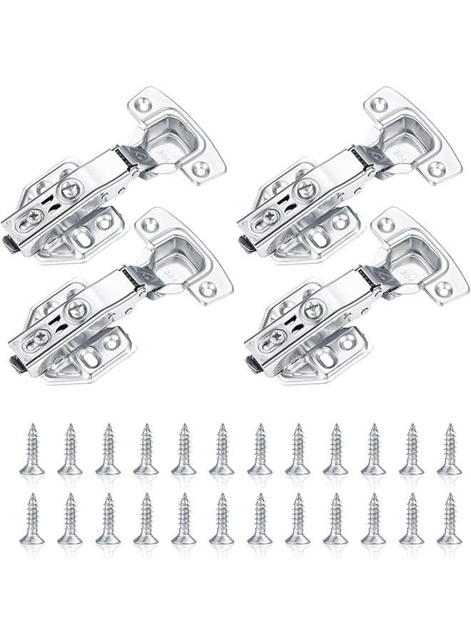 4 Pcs Kitchen Units Door Hinges, Soft Close Cupboard Wardrobe Doors Hinges, Folding Doors Hinge with Screws, Full Overlay Mute Cabinet Hinges