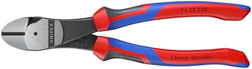 KNIPEX 74 22 200 Comfort Grip High Leverage Angled Diagonal Cutter, 8-Inch, Angled, Comfort Grip
