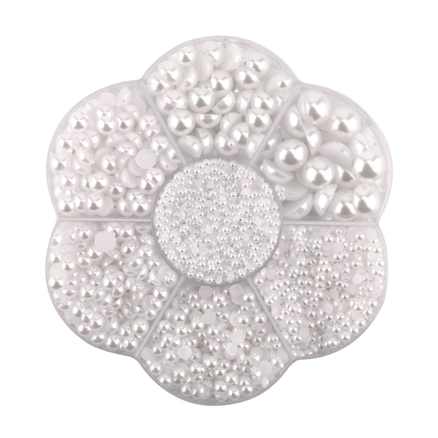 SAVITA 5600Pcs 23456810mm White Flat Back Pearl Half Round Pearls Beads Satin Luster Loose Beads Gems for DIY Craft Necklaces Bracelets Jewelry Decorations Wedding Dress Nail Art Making