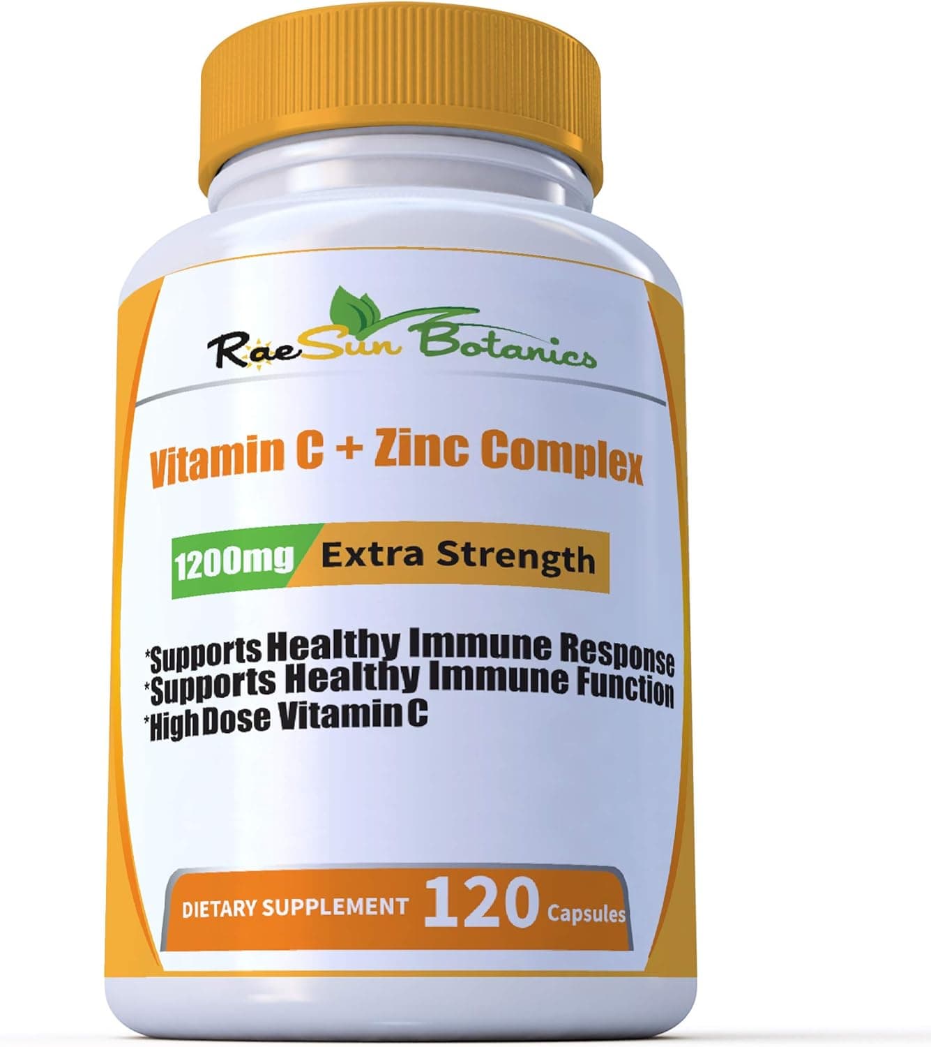 High Dose Extra Strength 1200mg Vitamin C Zinc Complex for Immune Support Health 120 Capsule 2 Month Supply Veggie Capsule NonGMO Gluten Free Vegan