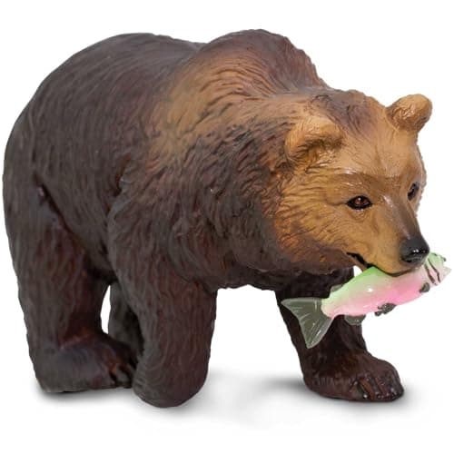 Safari Ltd Grizzly Bear Figurine Detailed 45 Plastic Model Figure Fun Educational Play Toy for Boys Girls Kids Ages 3