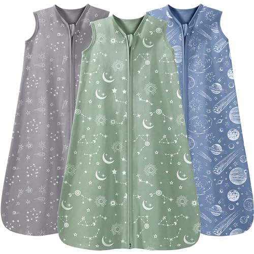 Unnivoll Baby Sleep Sack 1218 Months 3 Pack 100 Cotton Lightweight 05 TOG Wearable Blanket Baby Sleep Bag with 2Way Zipper for Infant Toddler