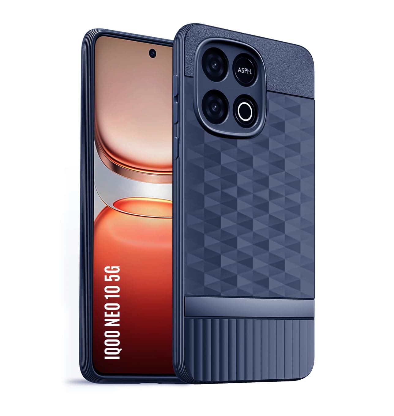 SESS XUSIVE Back Cover for iQOO Neo 10 5G Camera Protection 3D Hexa Cube Design Silicone Protective Bumper Case for iQOO Neo 10 5G - Blue