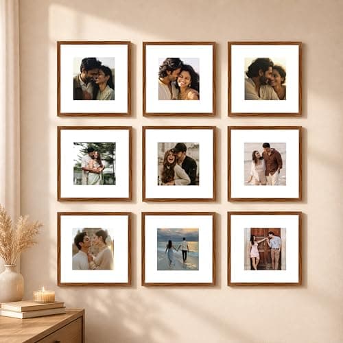Art Street Premium Photo Frame for living room, Classic Aesthetic Design Photo Frames for Photograph, Art Work, Kids Room Set of 9 (8x8 Inch, Brown)