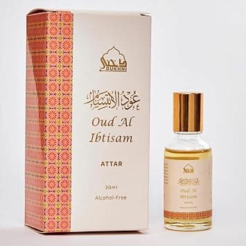 Oud al Ibtisam Attar Oil by Dukhni Arab perfume oils for men and women 30ml Pure roll on perfume scents Arabian oud oil fragrances Eid Ramadan Gift Vegan Islamic Fragrances