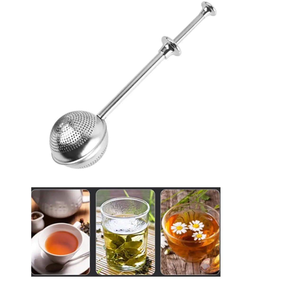 Shulabhcreative Telescopic Tea Infuser Ball Shaped Long Handle Tea Infuser for Steeping Leaf Teas Flowers Herbs