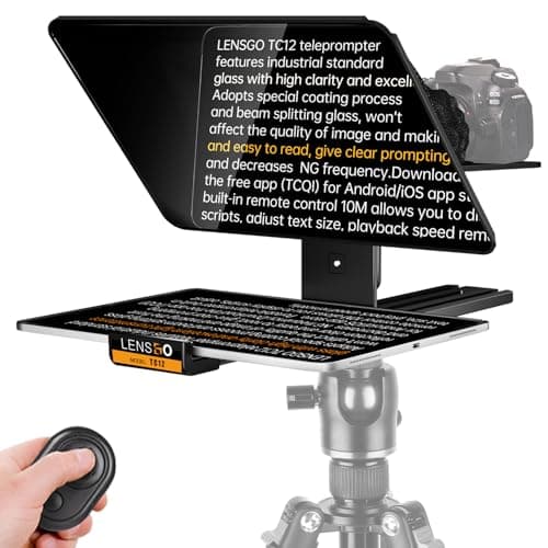 LENSGO 129 Aluminum Teleprompter for iPad Tablet DSLR Cameras with Remote Control App Compatible with iOSAndroidProfessional Prompter for NewsBroadcastingOnline TeachingLive StreamingTC12