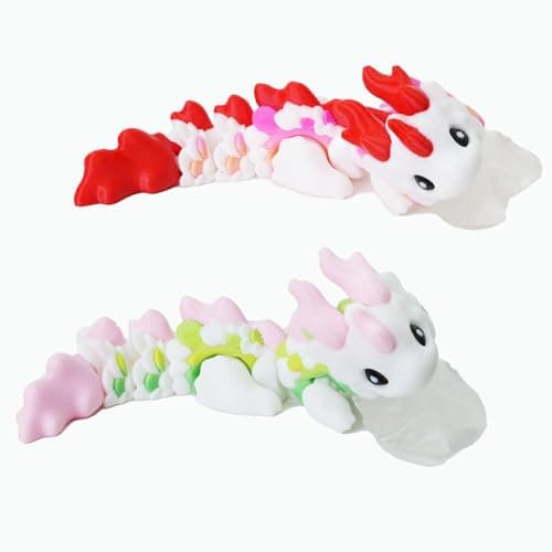 UXBSTM Cute 3D Printed Dragon 6 Articulated 3D Printed Fidget Toy Cute 3D Printed Animals Desk Decor for Christmas Birthday Gifts Easter Basket Essentials Easter Basket Stuffers