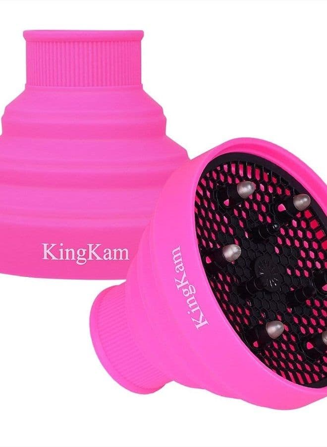 Collapsible Silicone Hair Dryer Diffuser - Travel and Easy Storage - Fit Nozzle Diameter D-1.575Inch to 1.968 Inch (4-5cm) KingKam-Pink