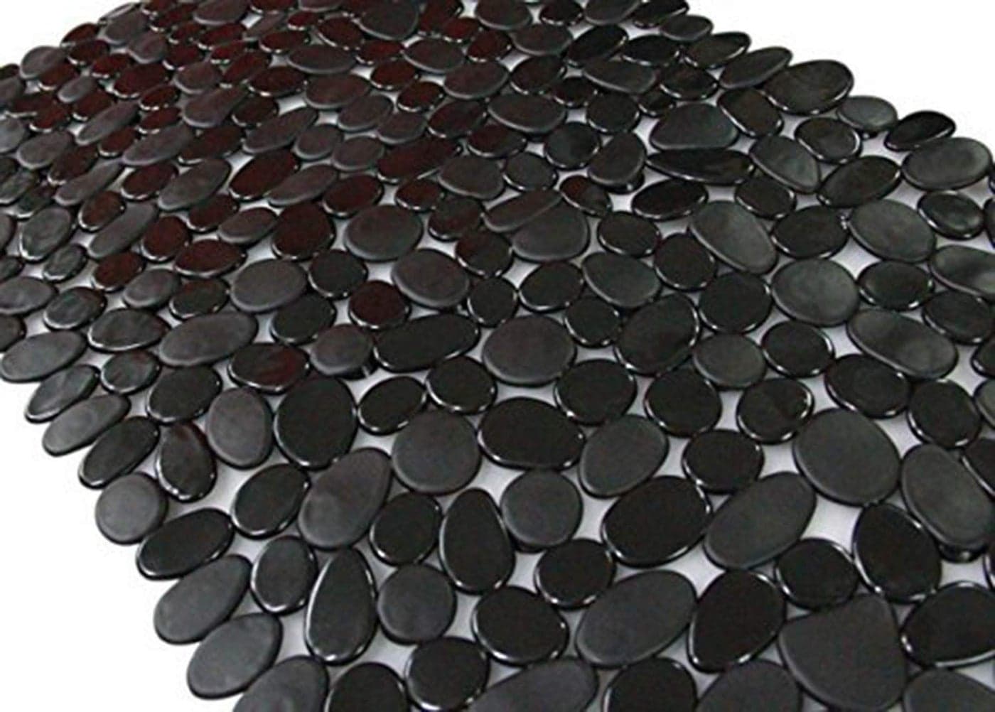 SONGZIMING NonSlip Pebble Bathtub Mat Black 16 W x 35 L Inches for SmoothNonTextured Tubs Only Safe Shower Mat with Drain Holes Suction Cups for Bathroom