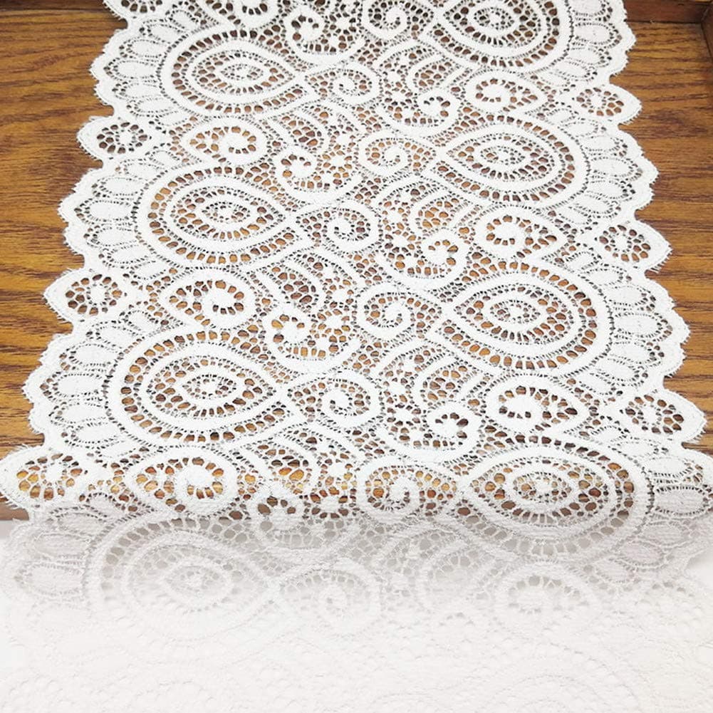 5 Yards Width 7 Inch Stretch Lace Trim Fabric Elastic Lace Flowers Ribbon for Garment Craft Embellishment Wedding Bouquet Making Headbands Garters Baby Shower Table Decorations White