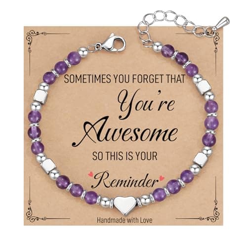 TONY & SANDY Amethyst Bracelet Purple Gifts for Women Stocking Stuffers Birthday Graduation Unique Gifts for Women, Friend, Mom, Coworker, Wife, Sister, Easter Basket Teens Valentines Her