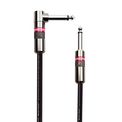 Monster Prolink Classic Instrument Guitar Cable - 12 ft Straight to Right Angle Instrument Cable. All Metal & Duraflex Outer Jacket. 90% Copper Braided Shield Monster Instrument Cable
