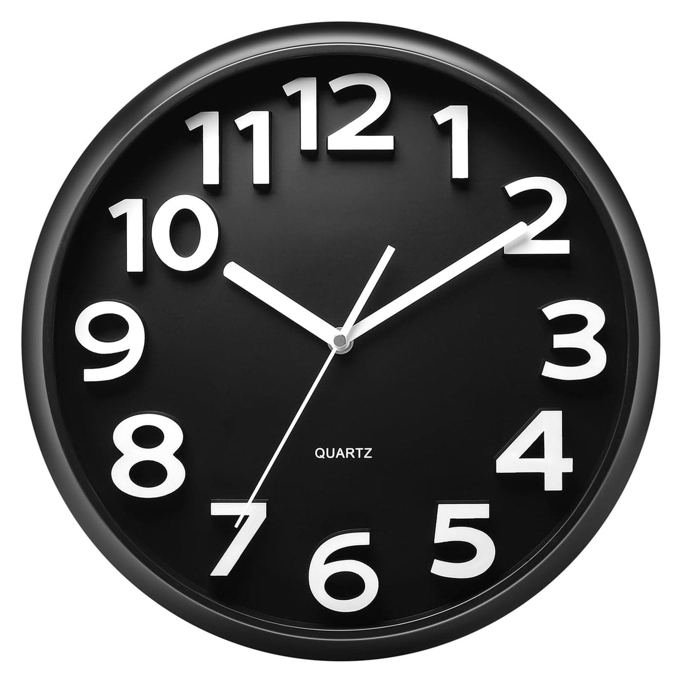 Plumeet 13 Wall Clock Large Battery Operated Wall Clocks Silent NonTicking Quartz Modern Style Suitable for Bedroom Living Room Office Decor 3D Numbers Display Easy to Read Black